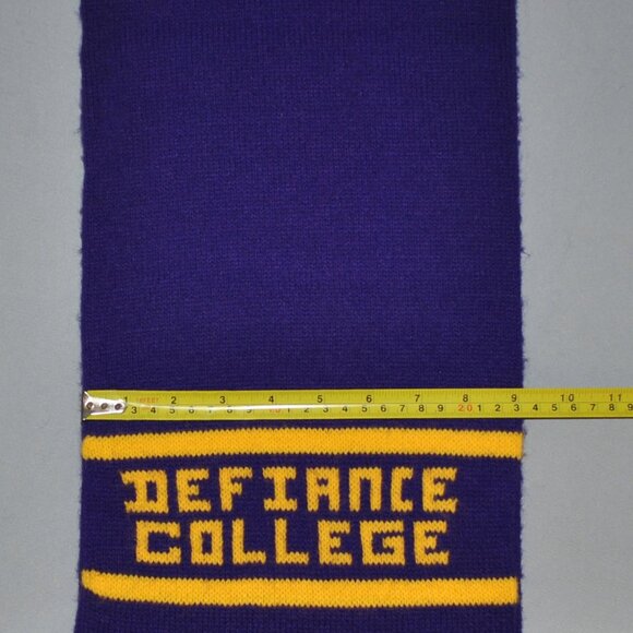 Vintage Defiance College Hat & Scarf Set Retro Purple & Gold Logo Pom-pom Hat - Picture 6 of 7